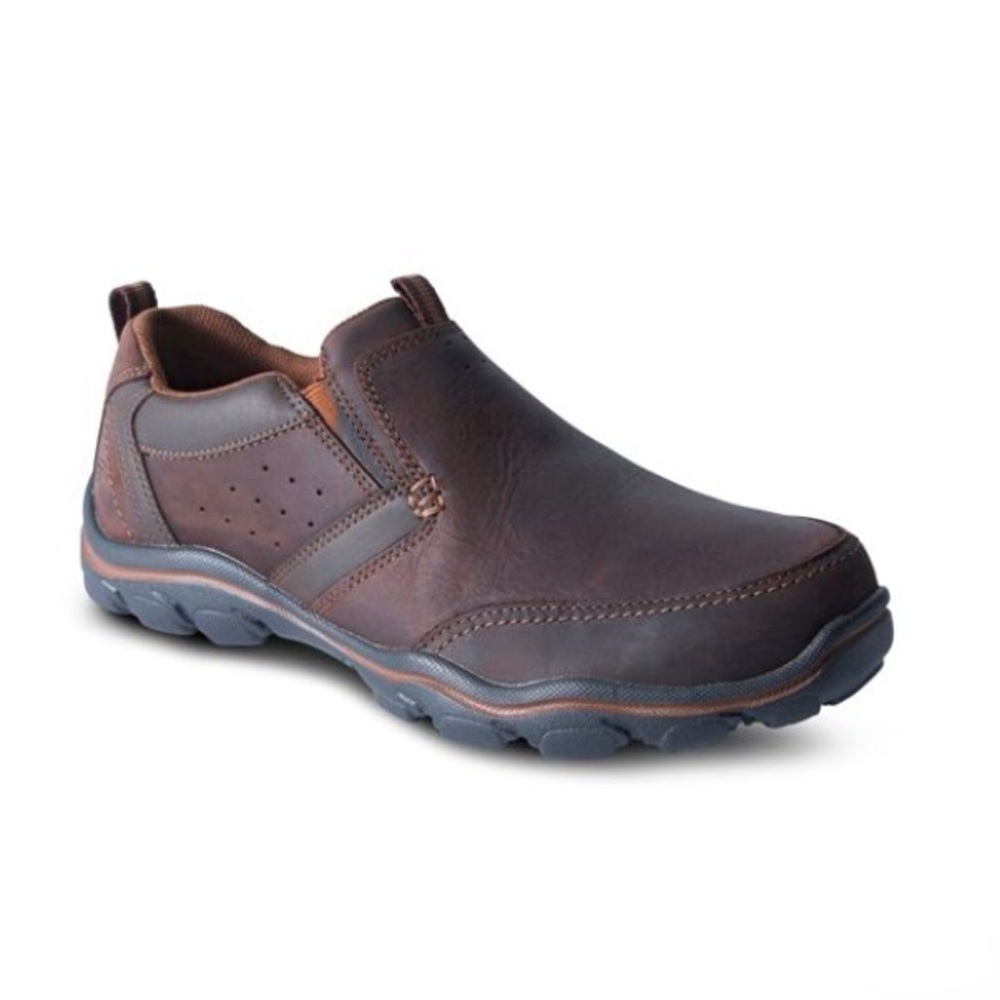 Skechers Brown Slip-On Loafers with Rugged Sole and Textured Leather